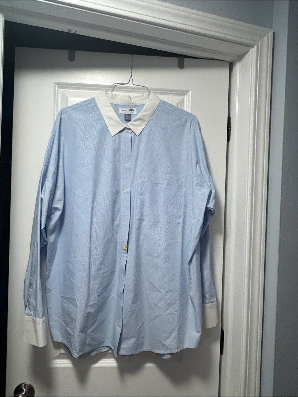 Old Navy Light Blue Dress Shirt with White Collar & Cuffs